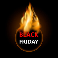 Fire black friday label to shopping and selling