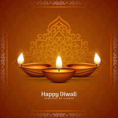 Ethnic brown color Happy Diwali cultural festival background