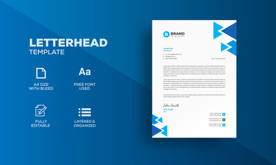 Letterhead Template with Blue Elements