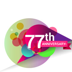 77th Anniversary logo with colorful geometric background, vector design template elements for your birthday celebration.