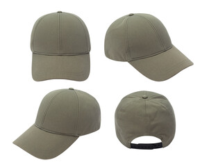 White baseball cap mockup front and back view isolated on white background with clipping path.