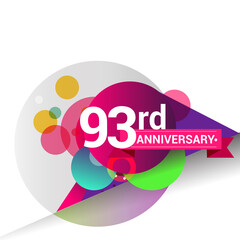93rd Anniversary logo with colorful geometric background, vector design template elements for your birthday celebration.