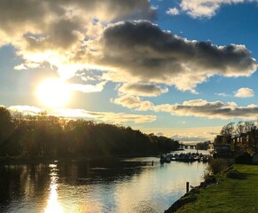 sunset over the river