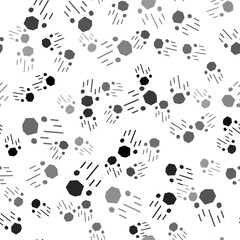 Black Flying stone icon isolated seamless pattern on white background. Vector.