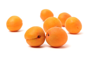 Fresh apricot fruits isolated on white background