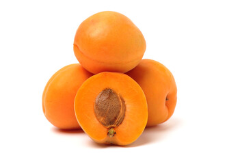Fresh apricot fruits isolated on white background