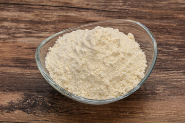 Wheat flour heap in the bowl