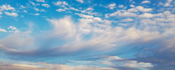 blue sky with white clouds. Nature background of sky	
