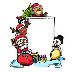 Hand drawn santa claus sign template.happy new year and merry christmas  illustration vector