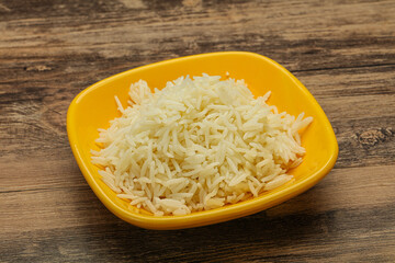Steamed basmati rice in the bowl