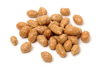 Crispy sweet peanut on white background 