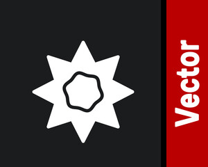 White Sun icon isolated on black background. Summer symbol. Good sunny day. Vector.