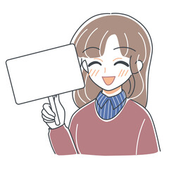 ベクター・プラカードをもつ満面の笑みの女の子