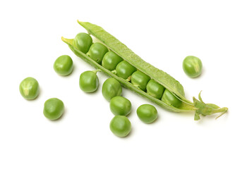 Fresh peas isolated on white background 