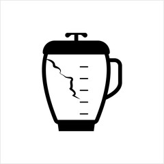 Cracked Broken Blender Mixer Jar Icon, Kitchen Home Electric Appliance