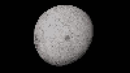 Moon planet in space. 3d rendering. Moon pixel art.