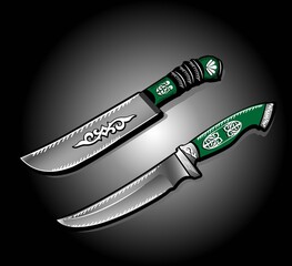 national knives with ornament for hunting