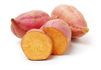 sweet potatoes on the white background