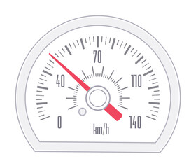 Round retro car speedometer isolated on white background