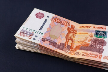 background of banknotes, Russian rubles