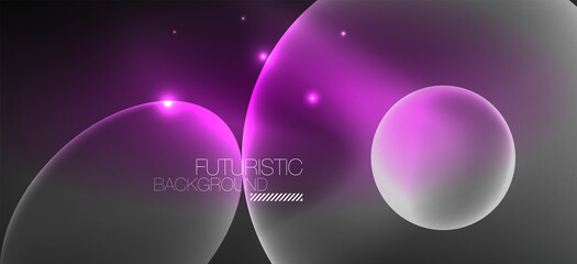 Neon ellipses abstract backgrounds. Shiny bright round shapes glowing in the dark. Vector futuristic illustrations for covers, banners, flyers and posters and other
