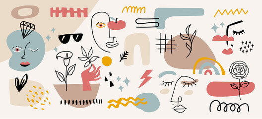 Modern abstract elements set, minimal design, vector illustration.