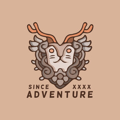 Cool abstract deer head with adventure typography illustration for poster, logo, sticker, or apparel merchandise.With tribal and hipster style.