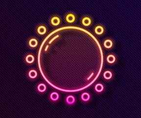 Glowing neon line Sun icon isolated on black background. Vector.