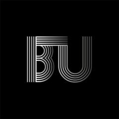 Initial letter logo BU linked white colored, isolated in black background. Vector design template elements for company identity.