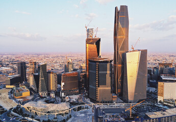 King Abdullah Financial District in Riyadh Saudi Arabia in the morning