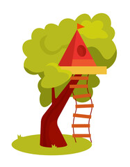 Kid wigwam tree house on yard isolated on white background © studioworkstock