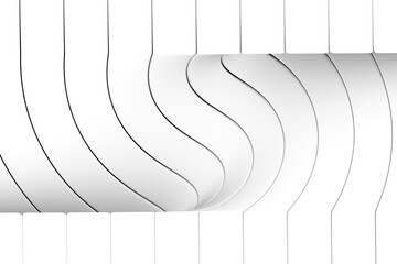 Black and white curved boxes abstract background 3D render illustration