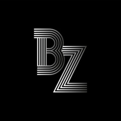 Initial letter logo BZ linked white colored, isolated in black background. Vector design template elements for company identity.