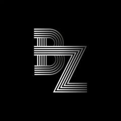 Initial letter logo BZ linked white colored, isolated in black background. Vector design template elements for company identity.
