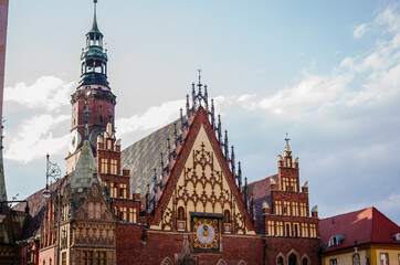 Wrocław rynek stare miasto budynek ratusza miejskiego - obrazy, fototapety, plakaty