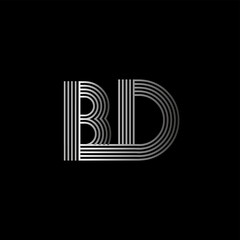 Initial letter logo BD linked white colored, isolated in black background. Vector design template elements for company identity.
