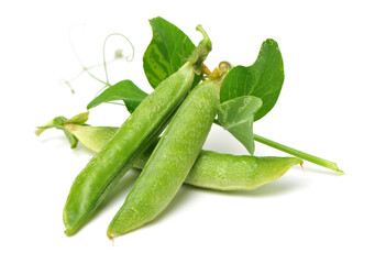 Fresh peas isolated on white background