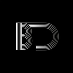 Initial letter logo BD linked white colored, isolated in black background. Vector design template elements for company identity.