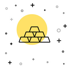 Fototapeta na wymiar Black line Gold bars icon isolated on white background. Banking business concept. Random dynamic shapes. Vector.