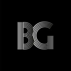 Initial letter logo BG linked white colored, isolated in black background. Vector design template elements for company identity.