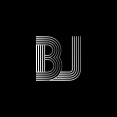 Initial letter logo BJ linked white colored, isolated in black background. Vector design template elements for company identity.