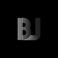 Initial letter logo BJ linked white colored, isolated in black background. Vector design template elements for company identity.