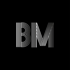 Initial letter logo BM linked white colored, isolated in black background. Vector design template elements for company identity.