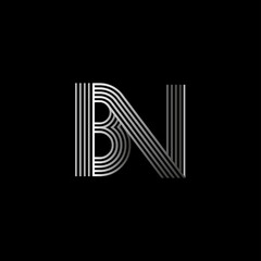 Initial letter logo BN linked white colored, isolated in black background. Vector design template elements for company identity.