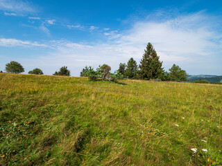 Rhönlandschaft am Kreuzberg - der Heilige Berg der Franken - Biosphärenreservat Rhön, Unterfranken, Franken, Bayern, Deutschland