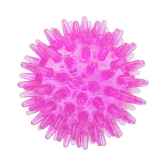 Spiny pink ball or corona virus trendy conceptual photo on white background