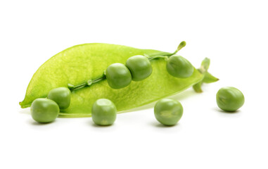 Fresh peas isolated on white background