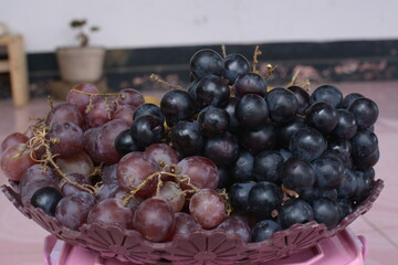 concept photo of fresh fruit, grapes and longan.