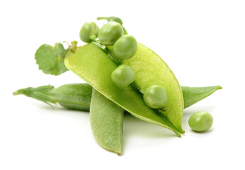Fresh peas isolated on white background
