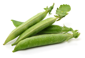 Fresh peas isolated on white background